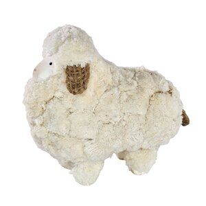 Paper Mache Sheep With Burlap Ears Rustic Cottagecore